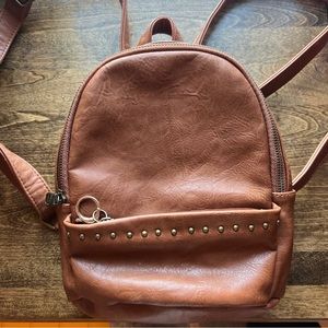 Madden Girl mini backback Purse Cognac Brown